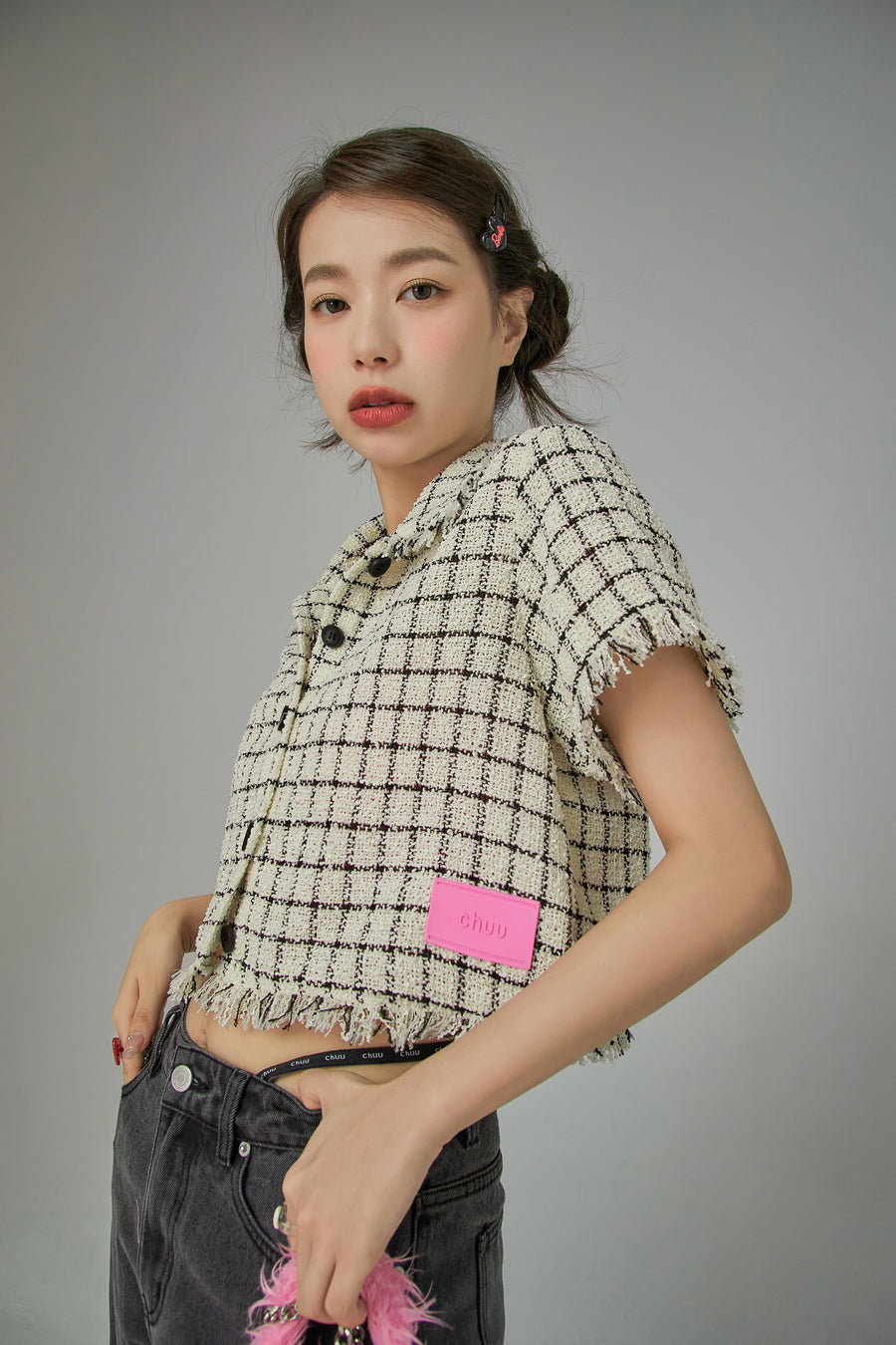 CHUU Raw Hem Short-Sleeves Summer Jacket