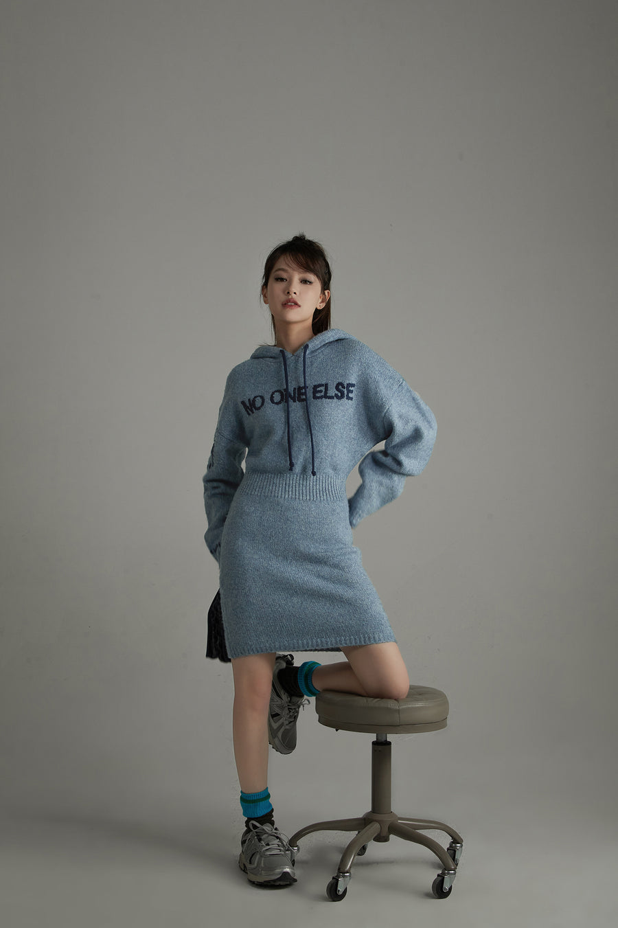 CHUU Cozy Hooded Knit Dress