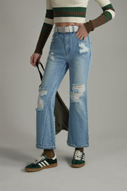 Ripped Damage Ankle Bootcut Jeans