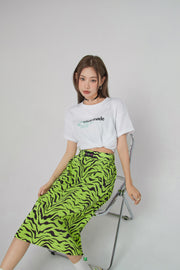 Tiger Colored Print Midi Skirt