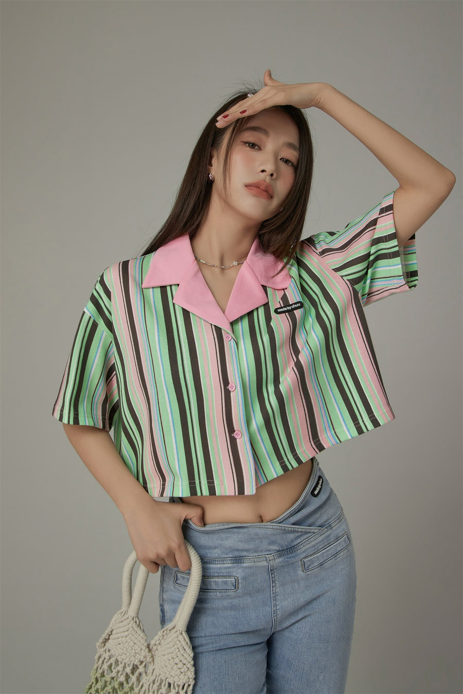 CHUU Contrast Striped Shirt