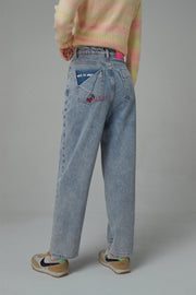 Fortune And Fame Straight Brushed Denim Pants