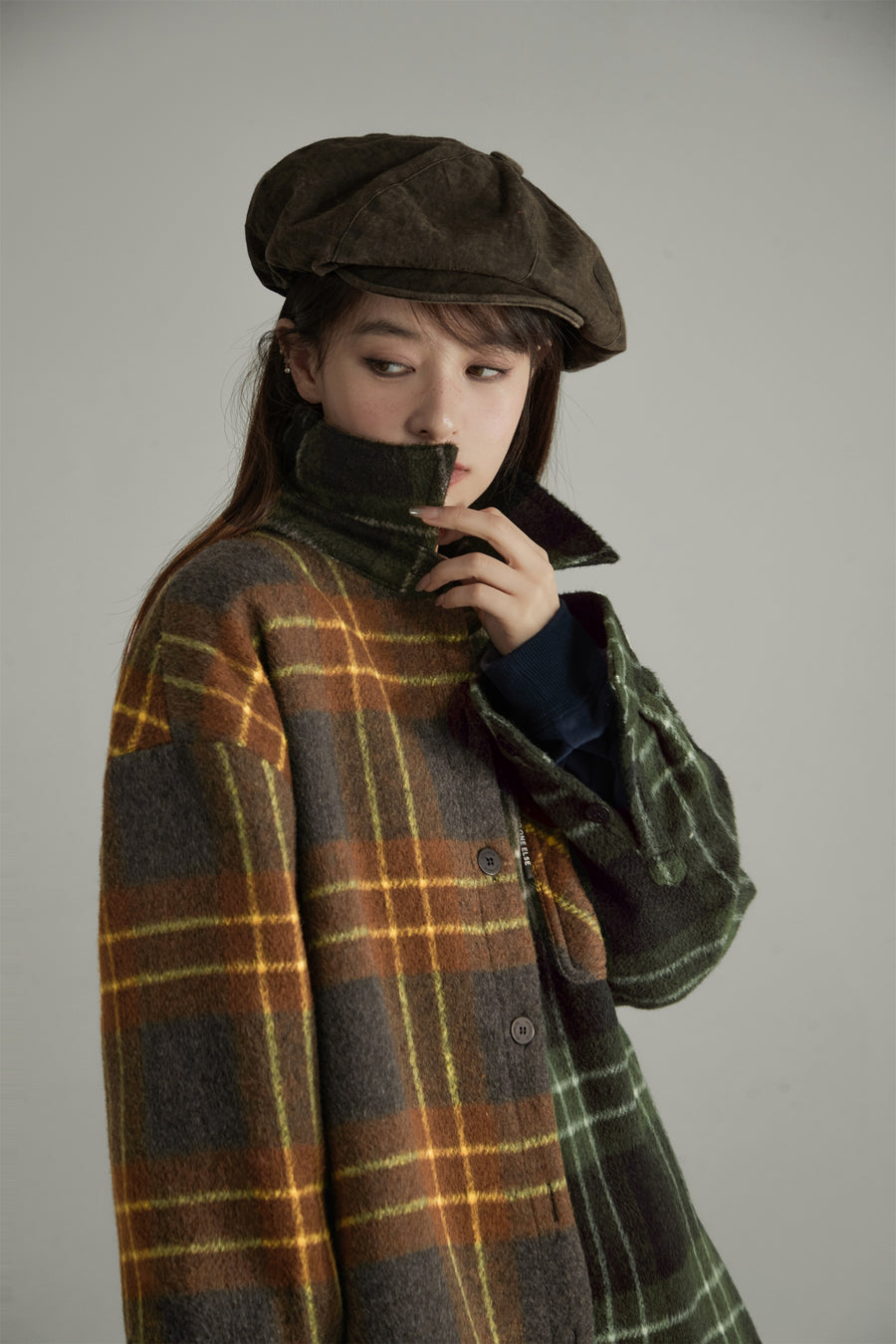 CHUU Check Colored Loose Fit Coat