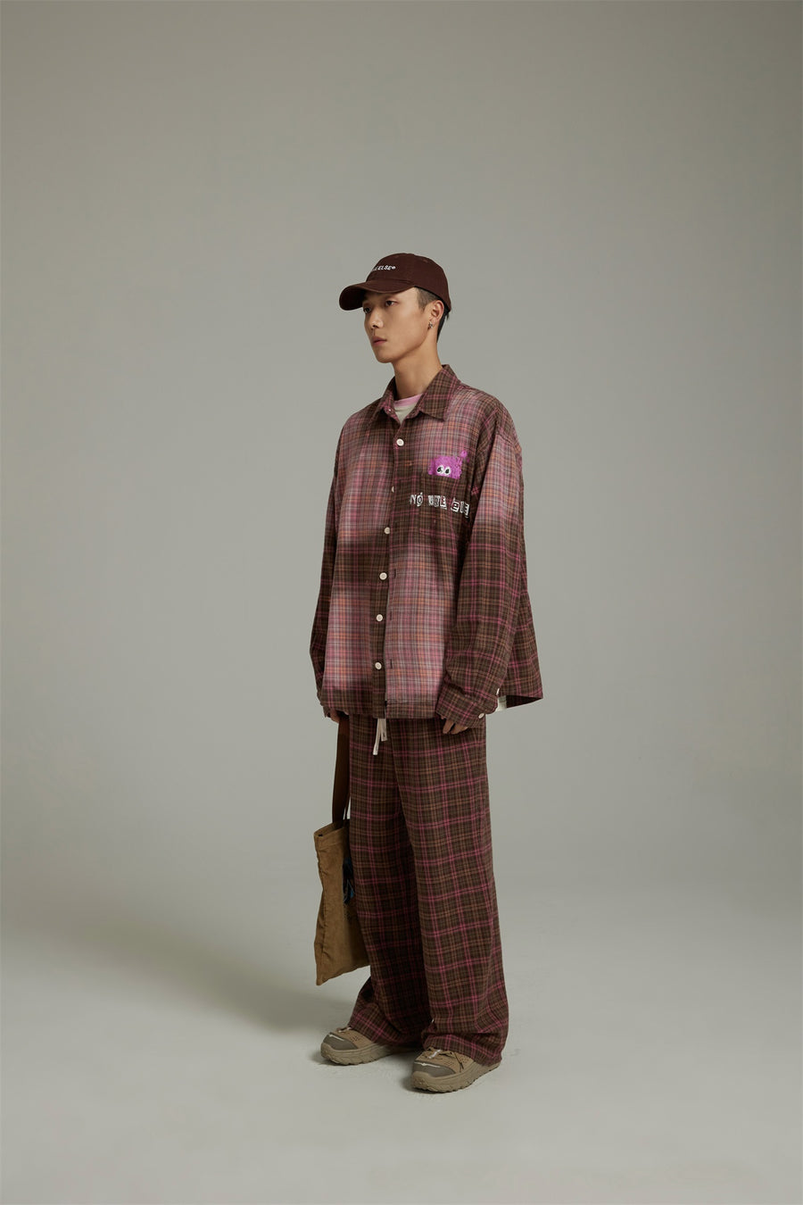 CHUU Check Wide Casual Stright Pants