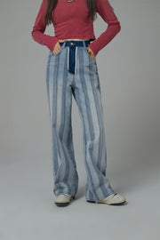 It Went Just Like This Ribbed Color Block Jeans