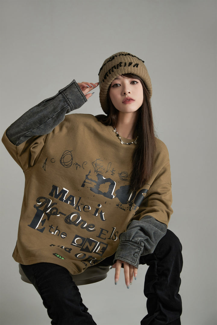 Make It Noe Print Loose Fit Sweatshirt