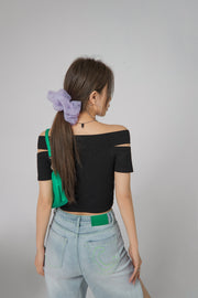 Shirring Off Shoulder T-Shirt