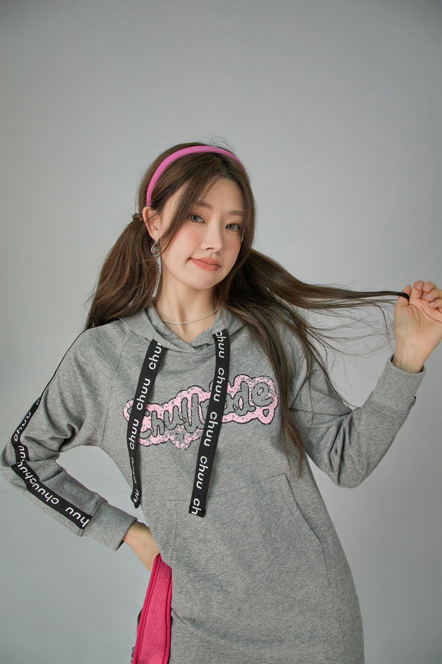 CHUU Front Pocket Hood Sweatshirt Mini Dress