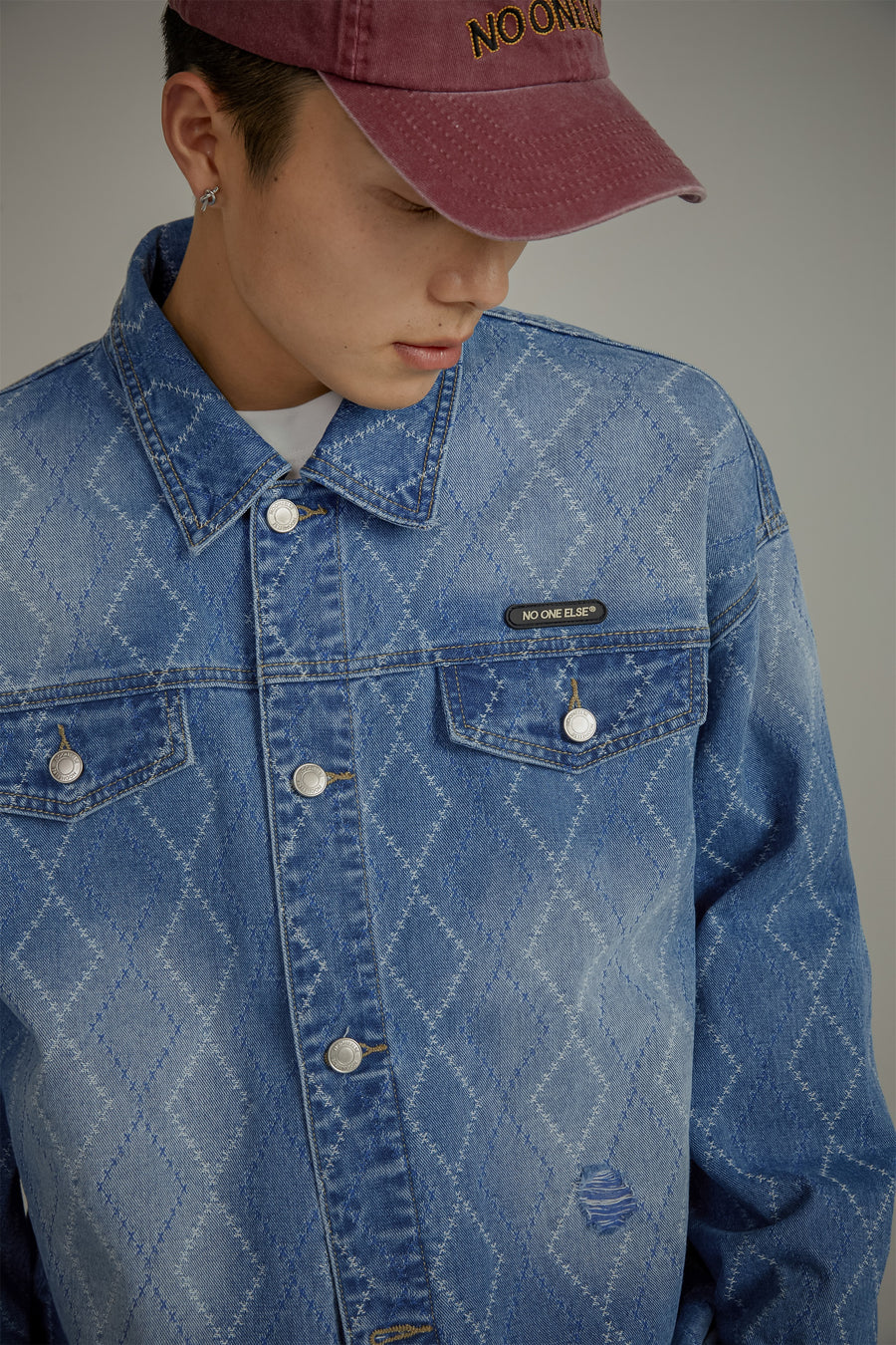 CHUU Argyle Denim Jacket