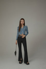 Slit Bootcut Crisscross Band Pants