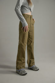 Simple High-Waisted Straight Khaki Pants