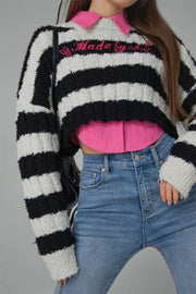 Pretty Bold Striped Cropped Knit Sweater