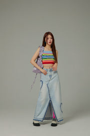 Heart Denim Long Skirt