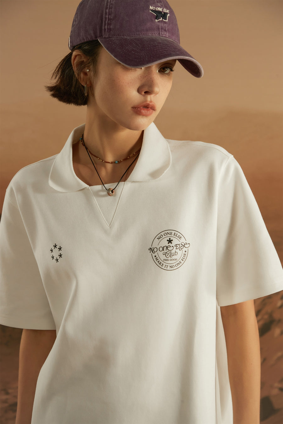 CHUU Star Circle Boxy Polo T-Shirt