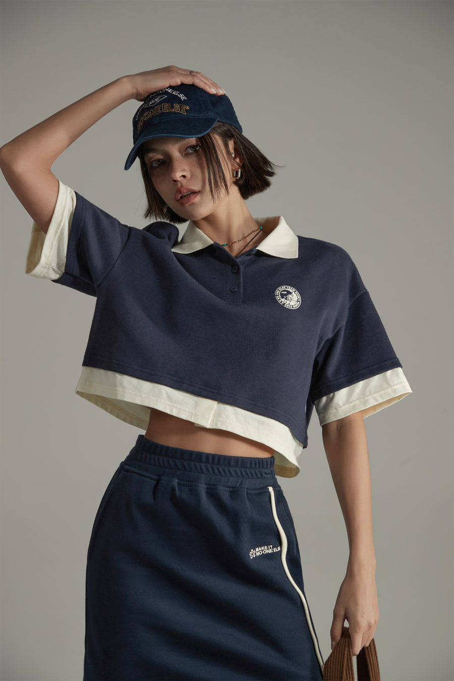 CHUU Polo Neck Sporty Crop T-Shirt