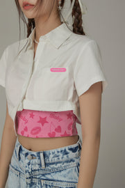 Unbalanced Chuu Baby Cropped Shirt