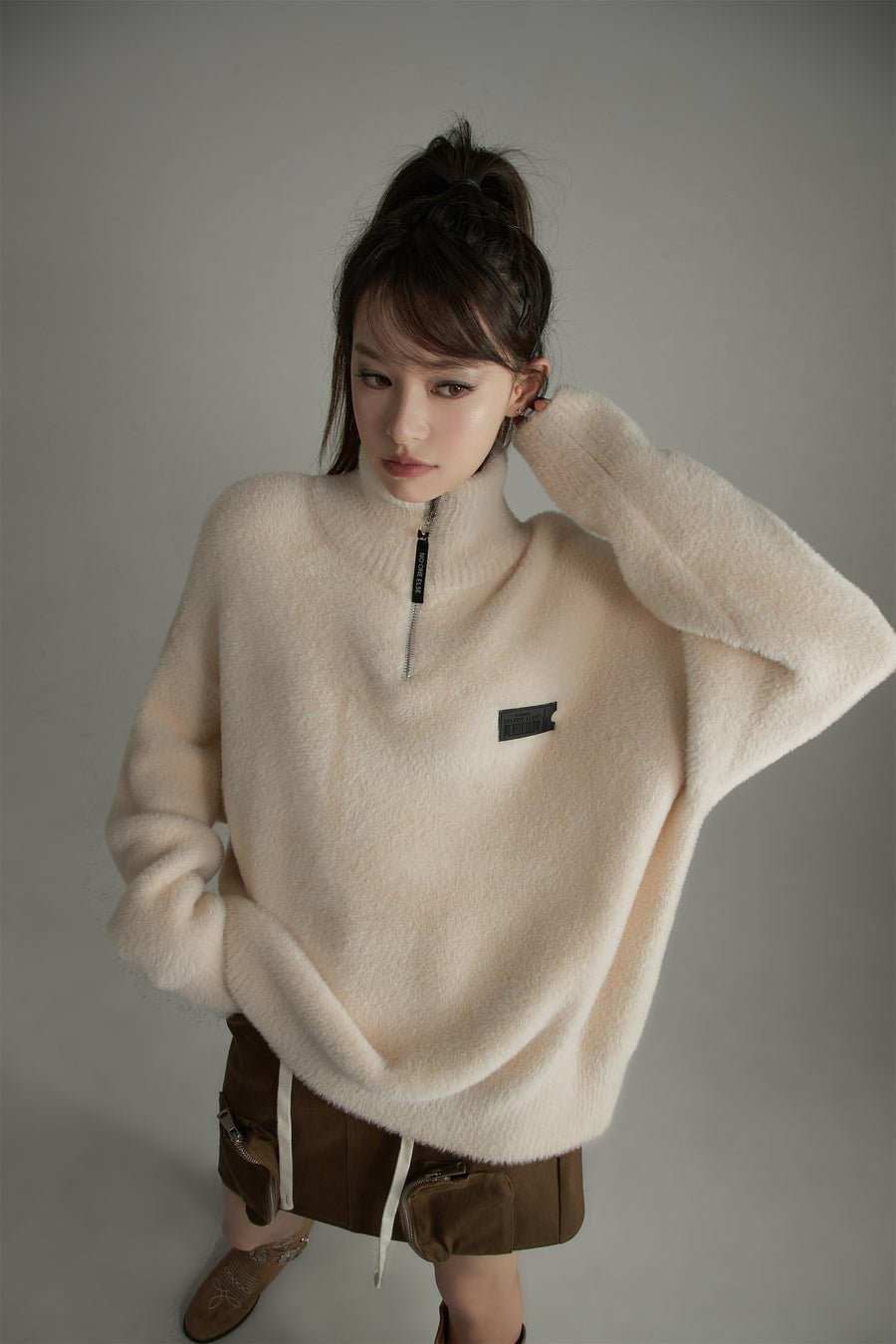 CHUU Half Zip Up Soft Fleece Sweater