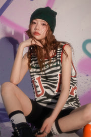 Zebra Sleeveless Loose Fit T-Shirt