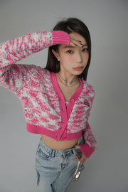 Soft Fleece Crop Knit Button Cardigan