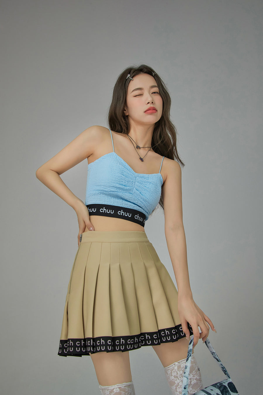 CHUU Hem Band Mini Tennis Pleated Skirt