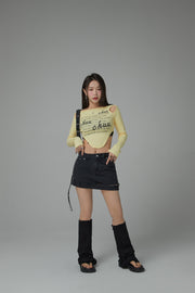 Shoulder Cut Outs Cropped T-Shirt