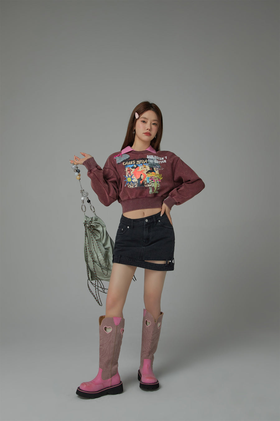 CHUU Sized Doesnt Matter Beach Day Printed Sweatshirt