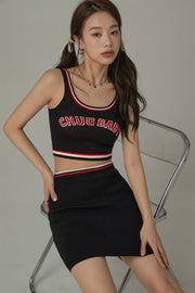 Line Color Sleeveless Crop Top