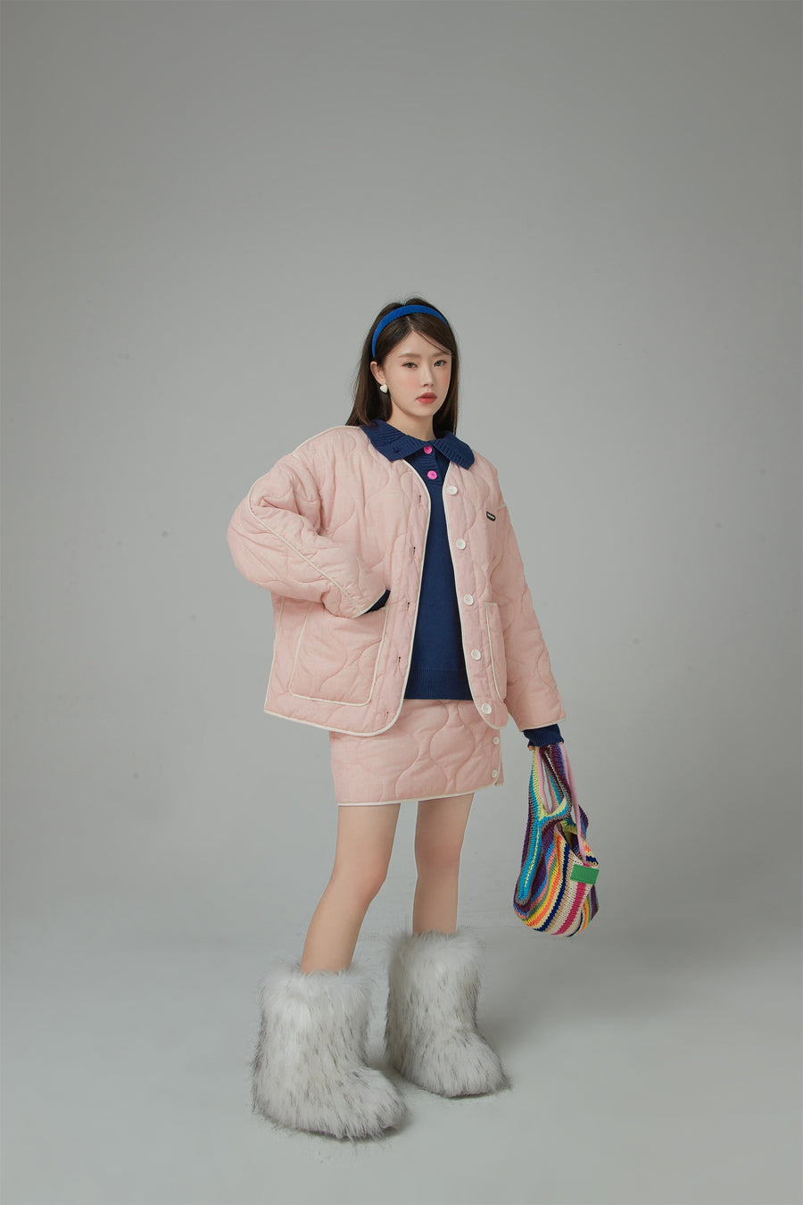 CHUU Over The Drama Pocket Wave Quilted Jacket