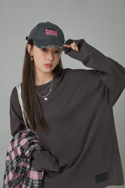 Round Neck Loose Fit Long-Sleeves Top