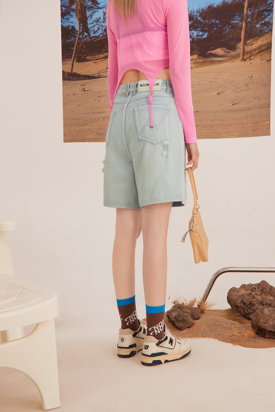 CHUU Wide Washed Denim Bermuda Shorts