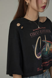 Chuu Carnival Slit Cropped T-Shirt