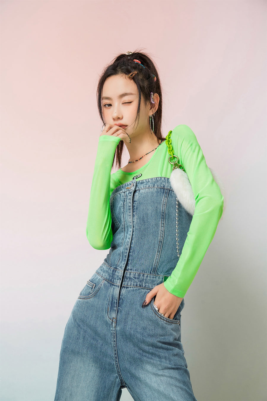 CHUU This Is My Reality Denim Jumpsuit