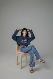 Just Fine Pink Chili Cropped Sweatshirt