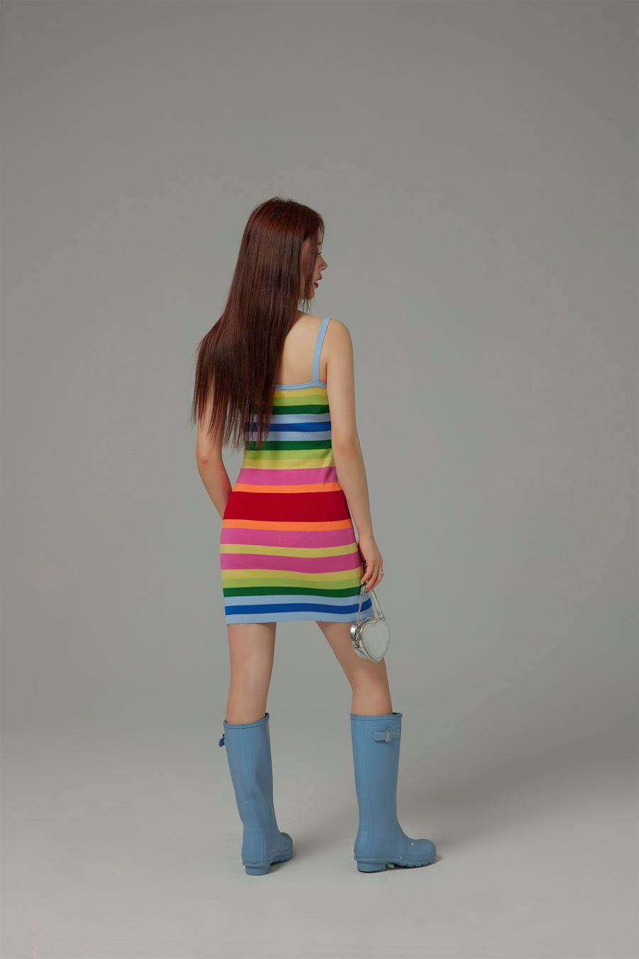 CHUU Rainbow Stripes Knit Cami Dress