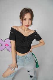 Shirring Off Shoulder T-Shirt