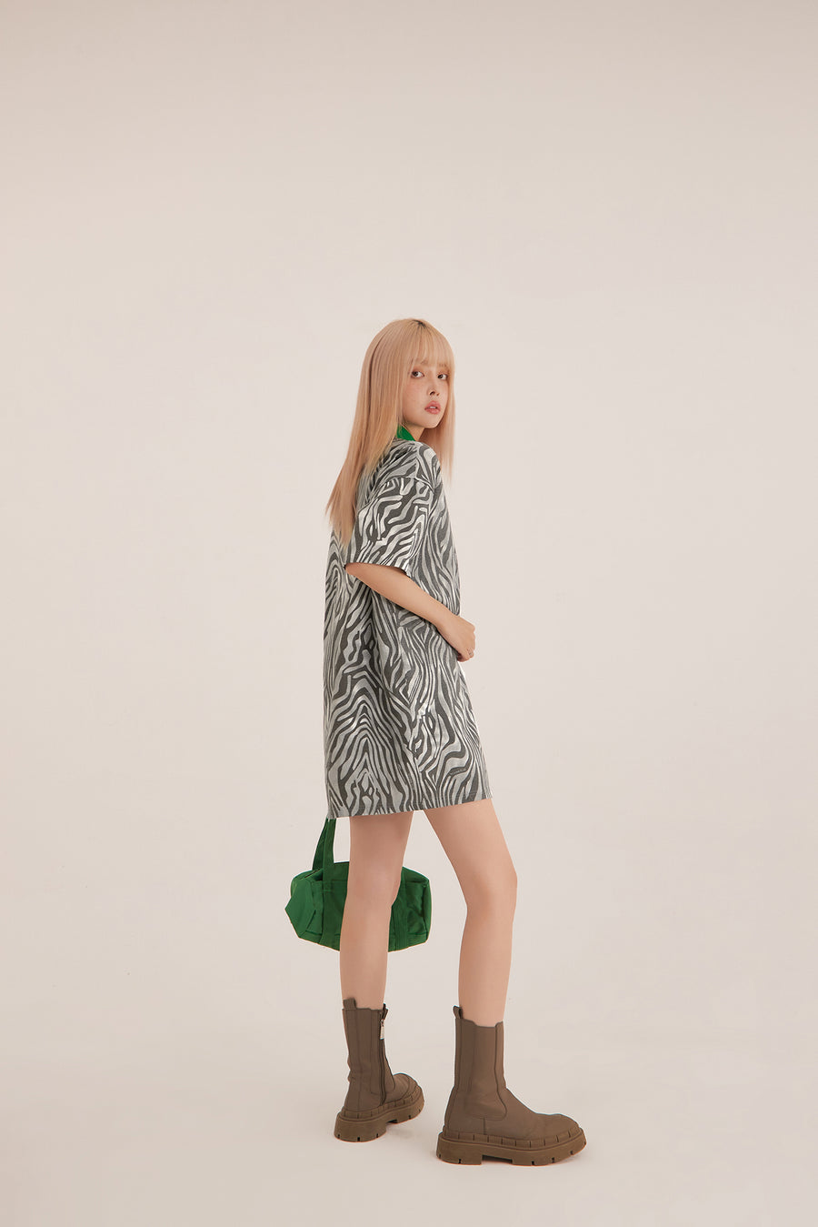 CHUU Zebra Loosefit T-Shirt Dress