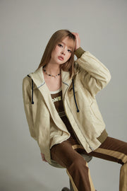 Noe Subtle Stitching Leather Jacket