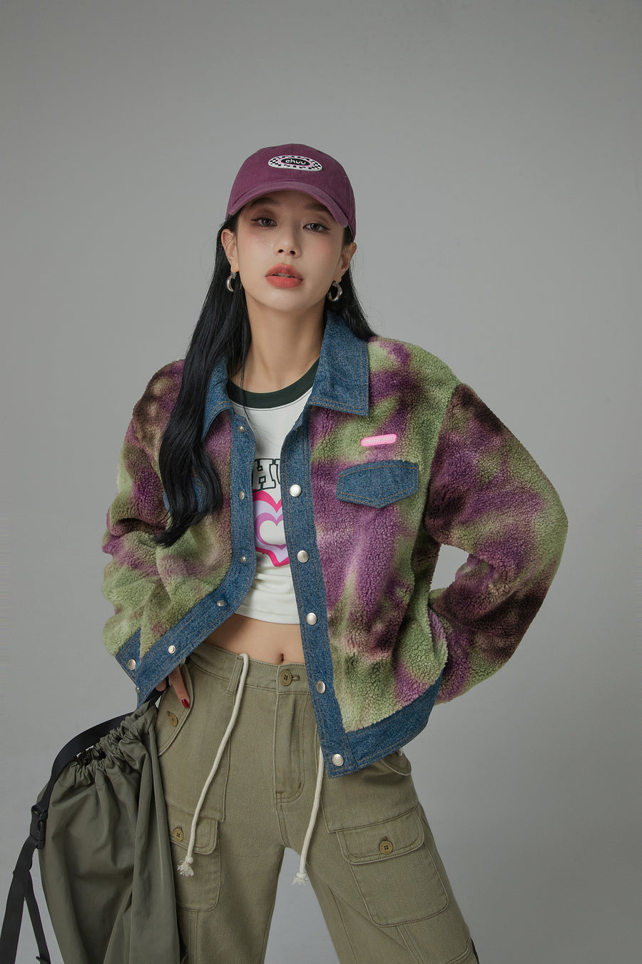 CHUU My Universe Printed Fleece Collar Jacket