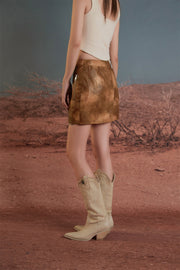 Vintage Wash Leather Mini Skirt