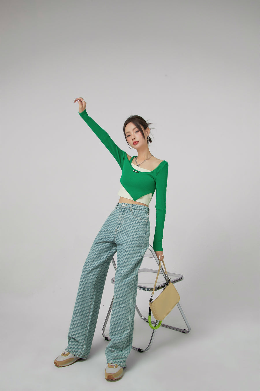 CHUU Checkerboard Wide Jeans