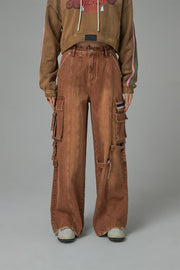 Downside Wide Denim Cargo Pants