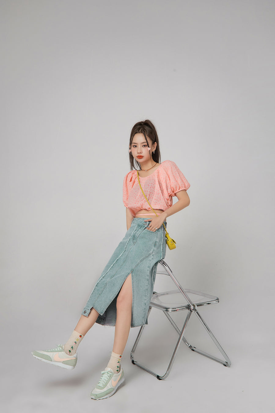 CHUU Leo Flowers Off-Shoulder Wrap Blouse