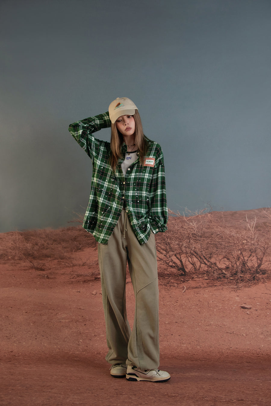 CHUU Scottish Check Long Shirt