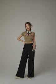 String Wide Slit Pants