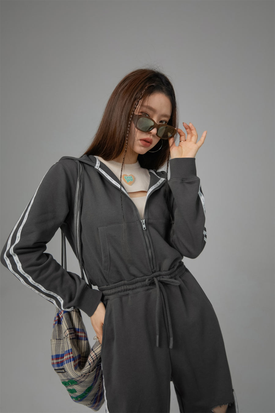 CHUU Hoodie Zip-Up Jogger Jumpsuit