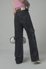 Winter Roadtrip Cargo String Straight Denim Jeans