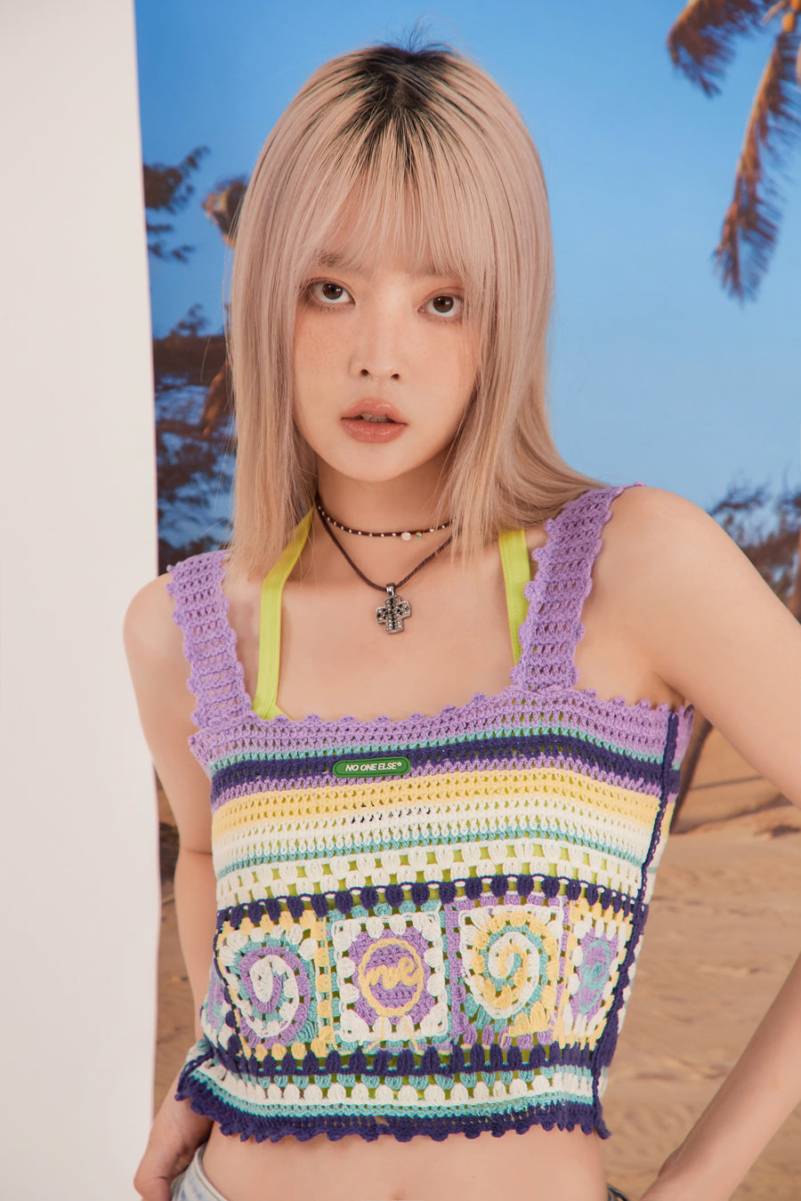 CHUU Vintage Crochet Crop Sleeveless Top