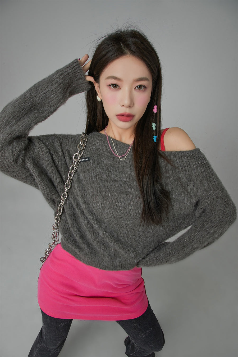 CHUU Wind And Sky Off The Shoulder Ribbed Top