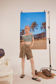 Raw Hem Wide Bermuda Shorts