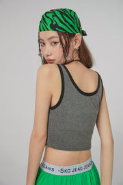 Front Button Crop Sleeveless Top